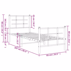 vidaXL Metal Bed Frame with Headboard Home Bed Base Bedstead Black 90x200 cm - white, 80 x 200 cm/with headboard & footboard - Additional view 3