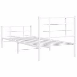 vidaXL Metal Bed Frame with Headboard Home Bed Base Bedstead Black 90x200 cm - white, 90 x 190 cm/with headboard & footboard - Additional view 6