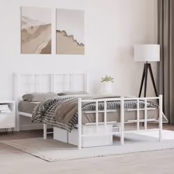 vidaXL Metal Bed Frame with Headboard Home Bed Base Bedstead Black 90x200 cm - white, 120 x 200 cm/with headboard & footboard - Additional view 2