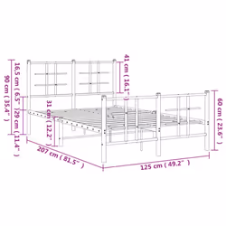 vidaXL Metal Bed Frame with Headboard Home Bed Base Bedstead Black 90x200 cm - white, 120 x 200 cm/with headboard & footboard - Additional view 3