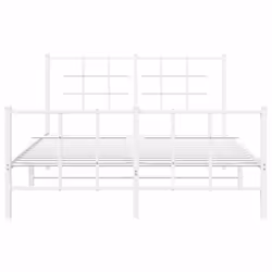vidaXL Metal Bed Frame with Headboard Home Bed Base Bedstead Black 90x200 cm - white, 135 x 190 cm/with headboard & footboard - Additional view 4