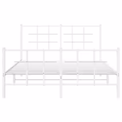vidaXL Metal Bed Frame with Headboard Home Bed Base Bedstead Black 90x200 cm - white, 140 x 190 cm/with headboard & footboard - Additional view 4