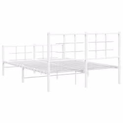 vidaXL Metal Bed Frame with Headboard Home Bed Base Bedstead Black 90x200 cm - white, 140 x 190 cm/with headboard & footboard - Additional view 6