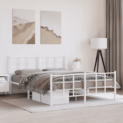 vidaXL Metal Bed Frame with Headboard Home Bed Base Bedstead Black 90x200 cm - white, 150 x 200 cm/with headboard & footboard - Additional view 2