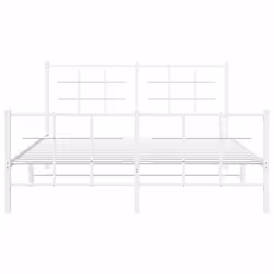vidaXL Metal Bed Frame with Headboard Home Bed Base Bedstead Black 90x200 cm - white, 150 x 200 cm/with headboard & footboard - Additional view 4