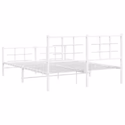 vidaXL Metal Bed Frame with Headboard Home Bed Base Bedstead Black 90x200 cm - white, 150 x 200 cm/with headboard & footboard - Additional view 6