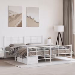 vidaXL Metal Bed Frame with Headboard Home Bed Base Bedstead Black 90x200 cm - white, 183 x 213 cm/with headboard & footboard - Additional view 2