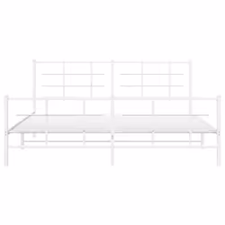 vidaXL Metal Bed Frame with Headboard Home Bed Base Bedstead Black 90x200 cm - white, 183 x 213 cm/with headboard & footboard - Additional view 4