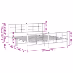vidaXL Metal Bed Frame with Headboard Home Bed Base Bedstead Black 90x200 cm - white, 193 x 203 cm/with headboard & footboard - Additional view 9