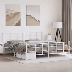 vidaXL Metal Bed Frame with Headboard Home Bed Base Bedstead Black 90x200 cm - white, 200 x 200 cm/with headboard & footboard - Additional view 2