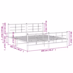 vidaXL Metal Bed Frame with Headboard Home Bed Base Bedstead Black 90x200 cm - white, 200 x 200 cm/with headboard & footboard - Additional view 9