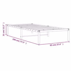vidaXL Metal Bed Frame Home Bedroom Bed Base Mattress Foundation Bedstead - black, 90 x 190 cm - Additional view 3