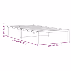 vidaXL Metal Bed Frame Home Bedroom Bed Base Mattress Foundation Bedstead - white, 100 x 190 cm - Additional view 3