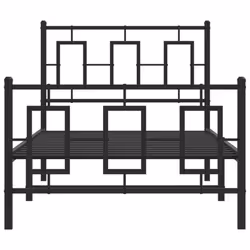 vidaXL Metal Bed Frame Home Bedroom Bed Base Bedstead Mattress Foundation - black, 90 x 200 cm/ with headboard & footboard - Additional view 4