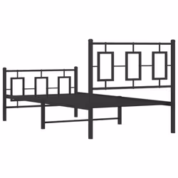 vidaXL Metal Bed Frame Home Bedroom Bed Base Bedstead Mattress Foundation - black, 90 x 200 cm/ with headboard & footboard - Additional view 6