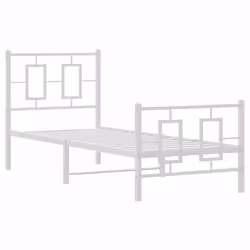 vidaXL Metal Bed Frame Home Bedroom Bed Base Bedstead Mattress Foundation - white, 80 x 200 cm/ with headboard & footboard - Additional view 2