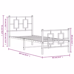 vidaXL Metal Bed Frame Home Bedroom Bed Base Bedstead Mattress Foundation - white, 80 x 200 cm/ with headboard & footboard - Additional view 3