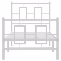 vidaXL Metal Bed Frame Home Bedroom Bed Base Bedstead Mattress Foundation - white, 80 x 200 cm/ with headboard & footboard - Additional view 4