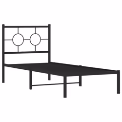 vidaXL Metal Bed Frame with Headboard and Footboard Bedroom Bed Base Bedstead - black, 80 x 200 cm/ with headboard - Additional view 2