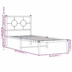 vidaXL Metal Bed Frame with Headboard and Footboard Bedroom Bed Base Bedstead - black, 80 x 200 cm/ with headboard - Additional view 3
