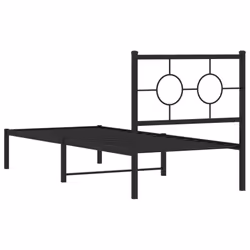 vidaXL Metal Bed Frame with Headboard and Footboard Bedroom Bed Base Bedstead - black, 80 x 200 cm/ with headboard - Additional view 6