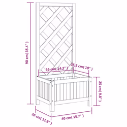 vidaXL Garden Trellis Planter Outdoor Flower Box Raised Bed Solid Firwood - brown, 40 x 30 x 90 cm - Additional view 3