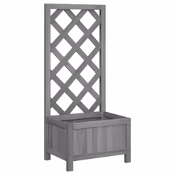 vidaXL Garden Trellis Planter Outdoor Flower Box Raised Bed Solid Firwood - grey, 40 x 30 x 90 cm
