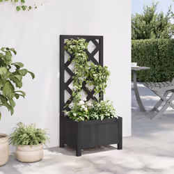 vidaXL Garden Trellis Planter Outdoor Flower Box Raised Bed Solid Firwood - black, 40 x 30 x 90 cm