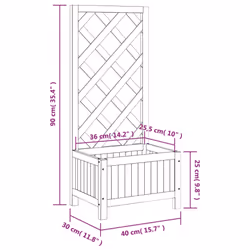 vidaXL Garden Trellis Planter Outdoor Flower Box Raised Bed Solid Firwood - black, 40 x 30 x 90 cm - Additional view 7