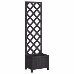 vidaXL Planter with Trellis Raised Bed Garden Planter Black Solid Wood Fir