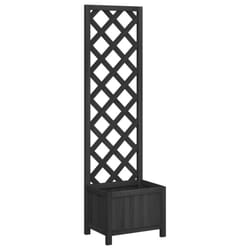 vidaXL Planter with Trellis Raised Bed Garden Planter Black Solid Wood Fir