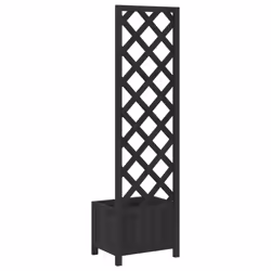 vidaXL Planter with Trellis Raised Bed Garden Planter Black Solid Wood Fir - Additional view 5