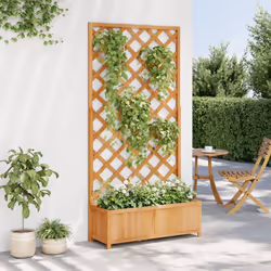 vidaXL Garden Trellis Planter Outdoor Flower Box Raised Bed Solid Firwood - brown, 90 x 35 x 180 cm