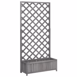 vidaXL Garden Trellis Planter Outdoor Flower Box Raised Bed Solid Firwood - grey, 90 x 35 x 180 cm
