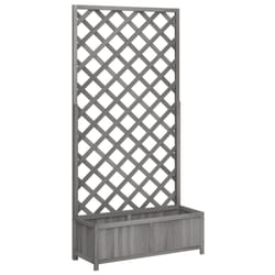 vidaXL Garden Trellis Planter Outdoor Flower Box Raised Bed Solid Firwood - grey, 90 x 35 x 180 cm