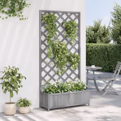 vidaXL Garden Trellis Planter Outdoor Flower Box Raised Bed Solid Firwood - grey, 90 x 35 x 180 cm