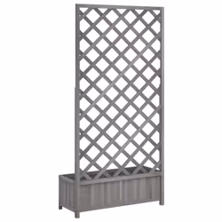 vidaXL Garden Trellis Planter Outdoor Flower Box Raised Bed Solid Firwood - grey, 90 x 35 x 180 cm - Additional view 5