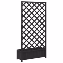 vidaXL Planter with Trellis Raised Bed Garden Planter Black Solid Wood Fir - Additional view 5