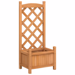 vidaXL Planter with Trellis Raised Bed Garden Planter Brown Solid Wood Fir - brown, 40 x 30 x 90 cm