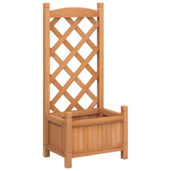 vidaXL Planter with Trellis Raised Bed Garden Planter Brown Solid Wood Fir - brown, 40 x 30 x 90 cm