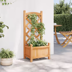 vidaXL Planter with Trellis Raised Bed Garden Planter Brown Solid Wood Fir - brown, 40 x 30 x 90 cm