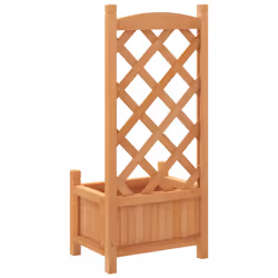 vidaXL Planter with Trellis Raised Bed Garden Planter Brown Solid Wood Fir - brown, 40 x 30 x 90 cm - Additional view 5