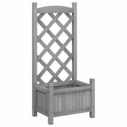 vidaXL Planter with Trellis Raised Bed Garden Planter Brown Solid Wood Fir - grey, 40 x 30 x 90 cm