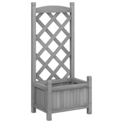 vidaXL Planter with Trellis Raised Bed Garden Planter Brown Solid Wood Fir - grey, 40 x 30 x 90 cm