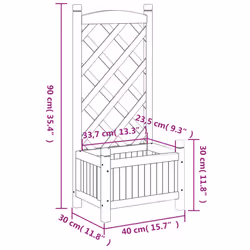 vidaXL Planter with Trellis Raised Bed Garden Planter Brown Solid Wood Fir - grey, 40 x 30 x 90 cm