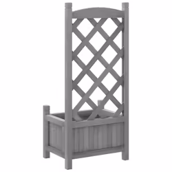 vidaXL Planter with Trellis Raised Bed Garden Planter Brown Solid Wood Fir - grey, 40 x 30 x 90 cm - Additional view 5