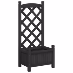 vidaXL Planter with Trellis Raised Bed Garden Planter Brown Solid Wood Fir - black, 40 x 30 x 90 cm