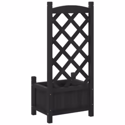 vidaXL Planter with Trellis Raised Bed Garden Planter Brown Solid Wood Fir - black, 40 x 30 x 90 cm - Additional view 5