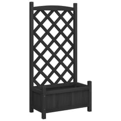 vidaXL Planter with Trellis Raised Bed Garden Planter Brown Solid Wood Fir - black, 55 x 29.5 x 110 cm