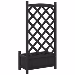 vidaXL Planter with Trellis Raised Bed Garden Planter Brown Solid Wood Fir - black, 55 x 29.5 x 110 cm - Additional view 5